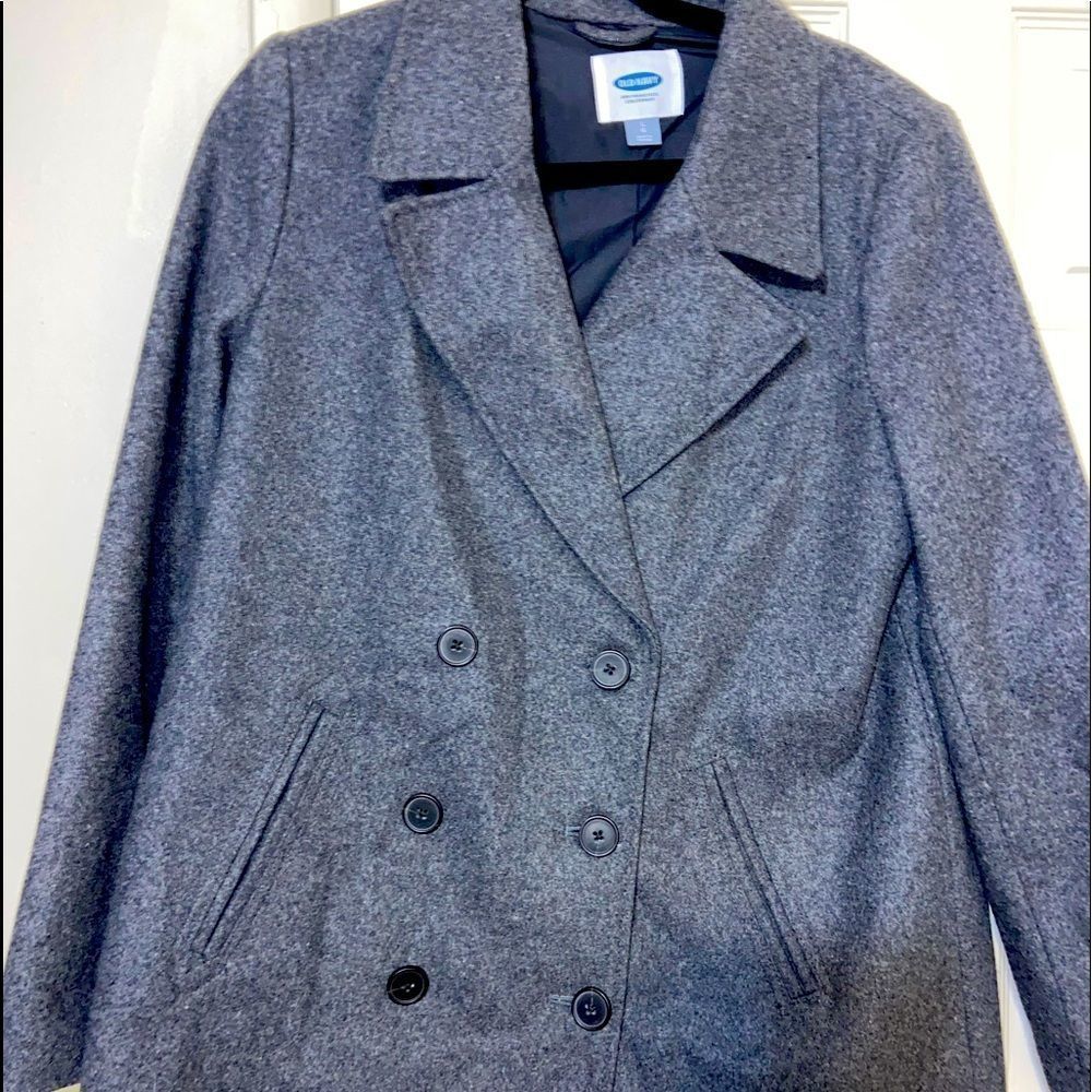 Old navy long grey heavy button up pea coat